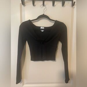 Blue Rain (Francesca’s) Cropped Ribbed front twist